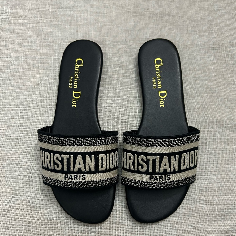 Christian Dior Black and Cream Slides